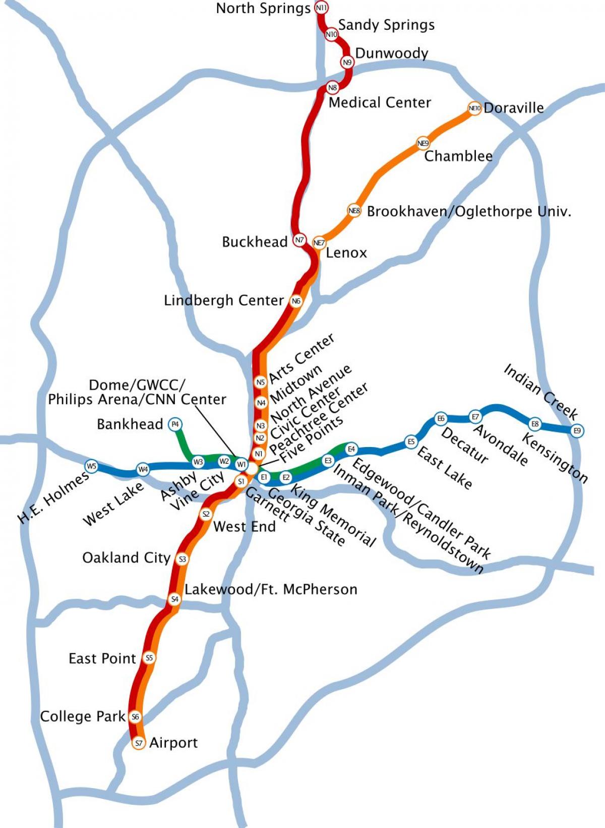 kaart van die metro Atlanta