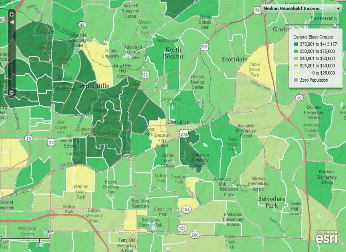demografiese kaart van Atlanta
