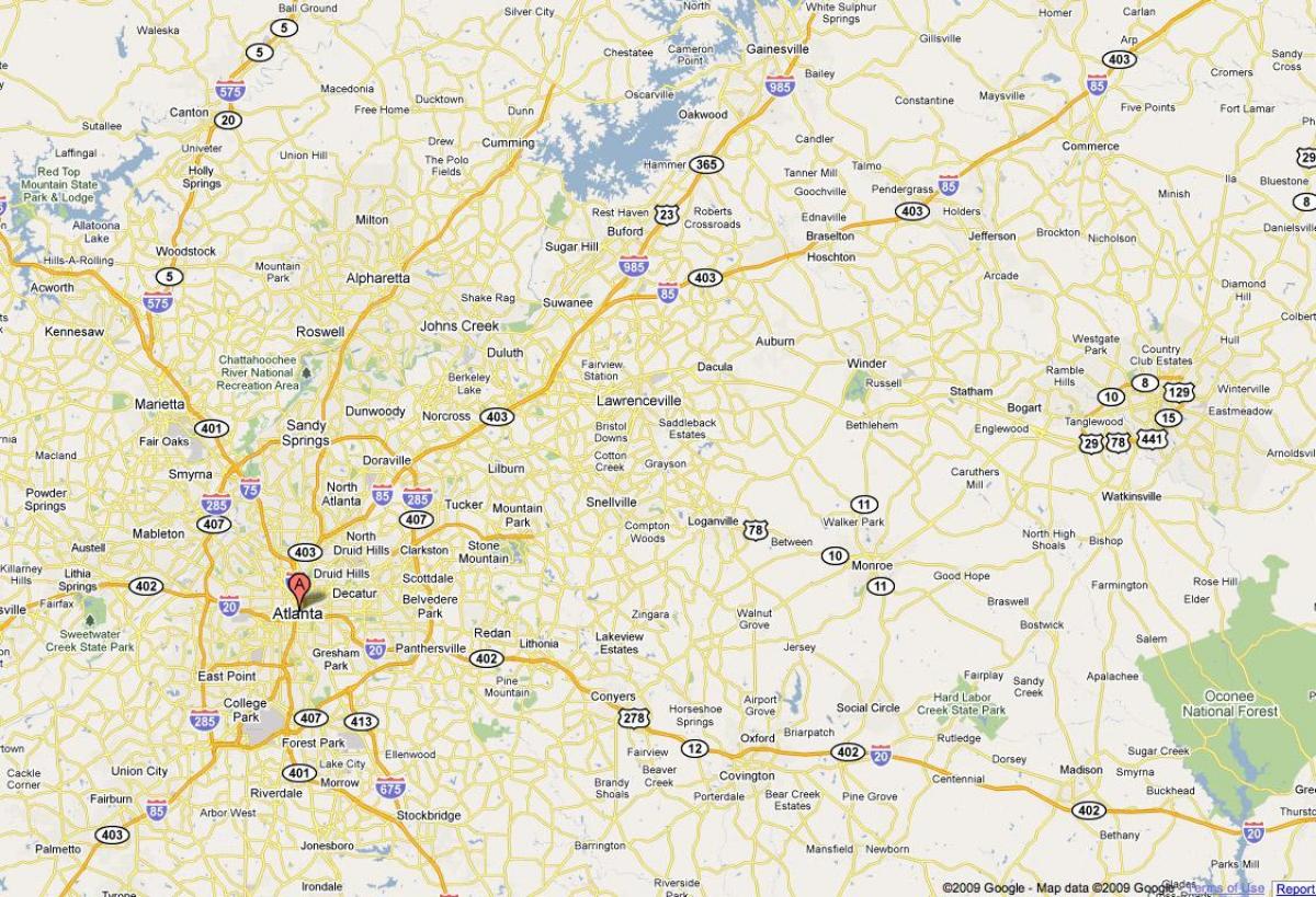 kaart van Atlanta ga