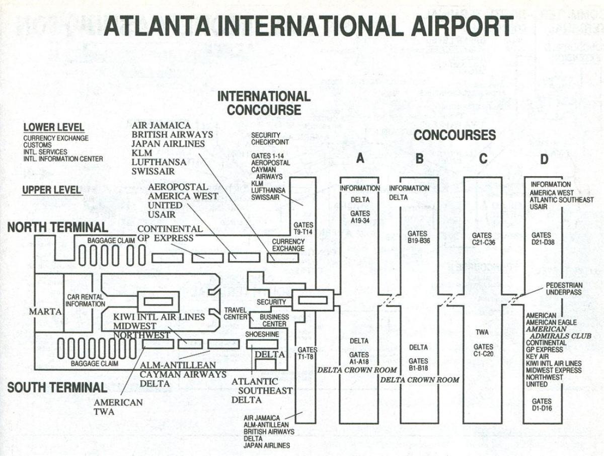 Atlanta lughawe terminale s kaart