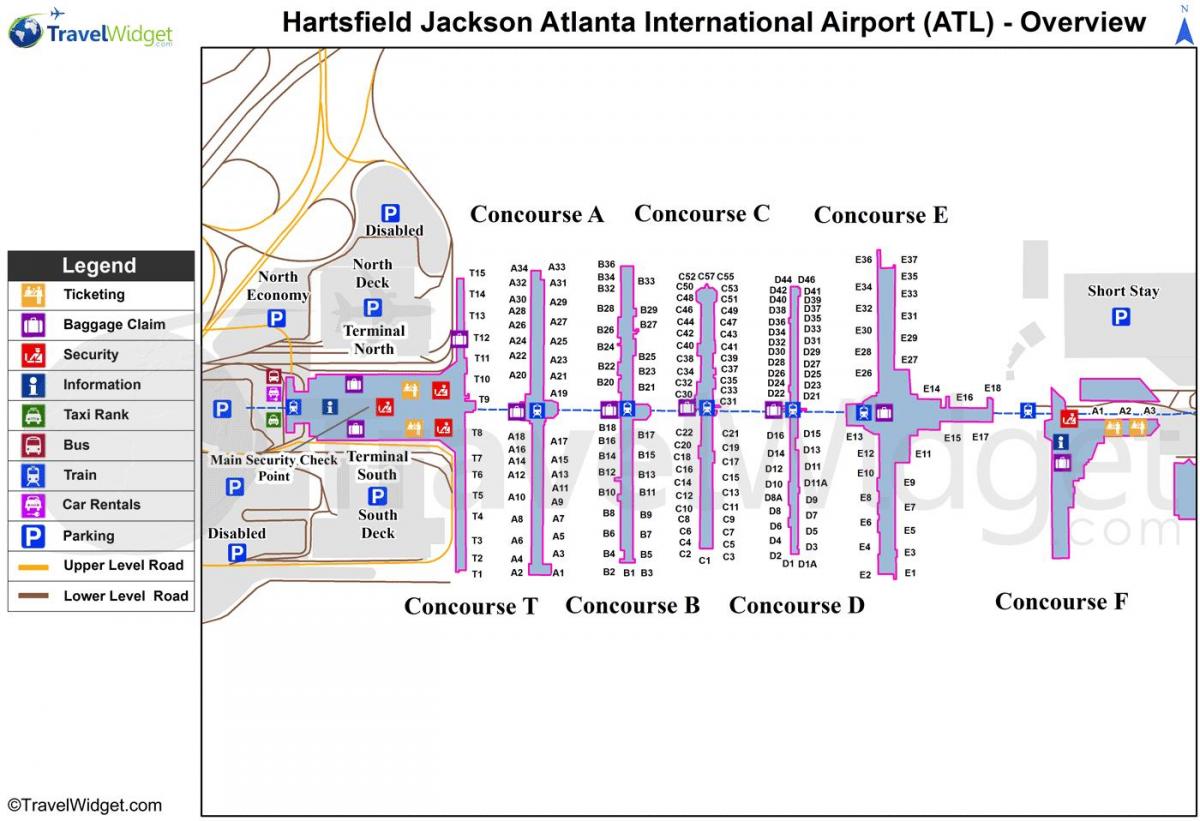 kaart van Hartsfield Jackson Atlanta Internasionale Lughawe