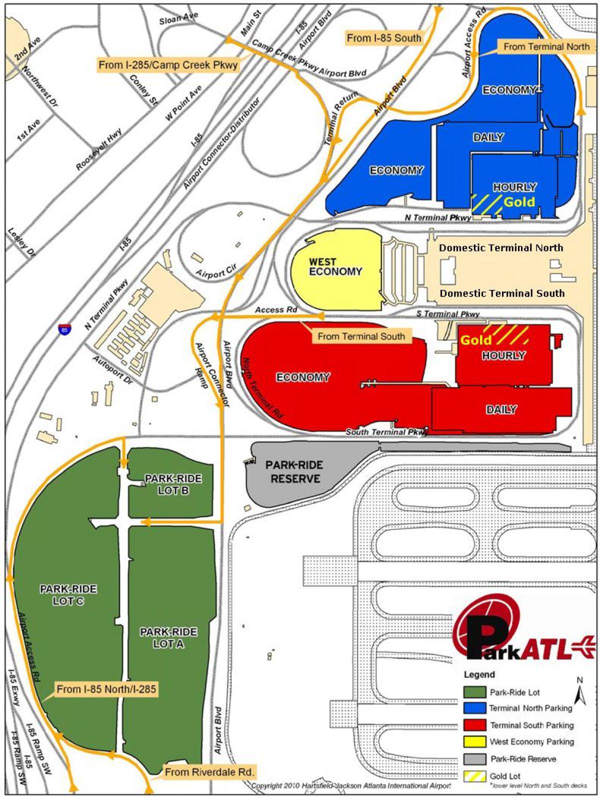 Atlanta Hartsfield lughawe parkering map