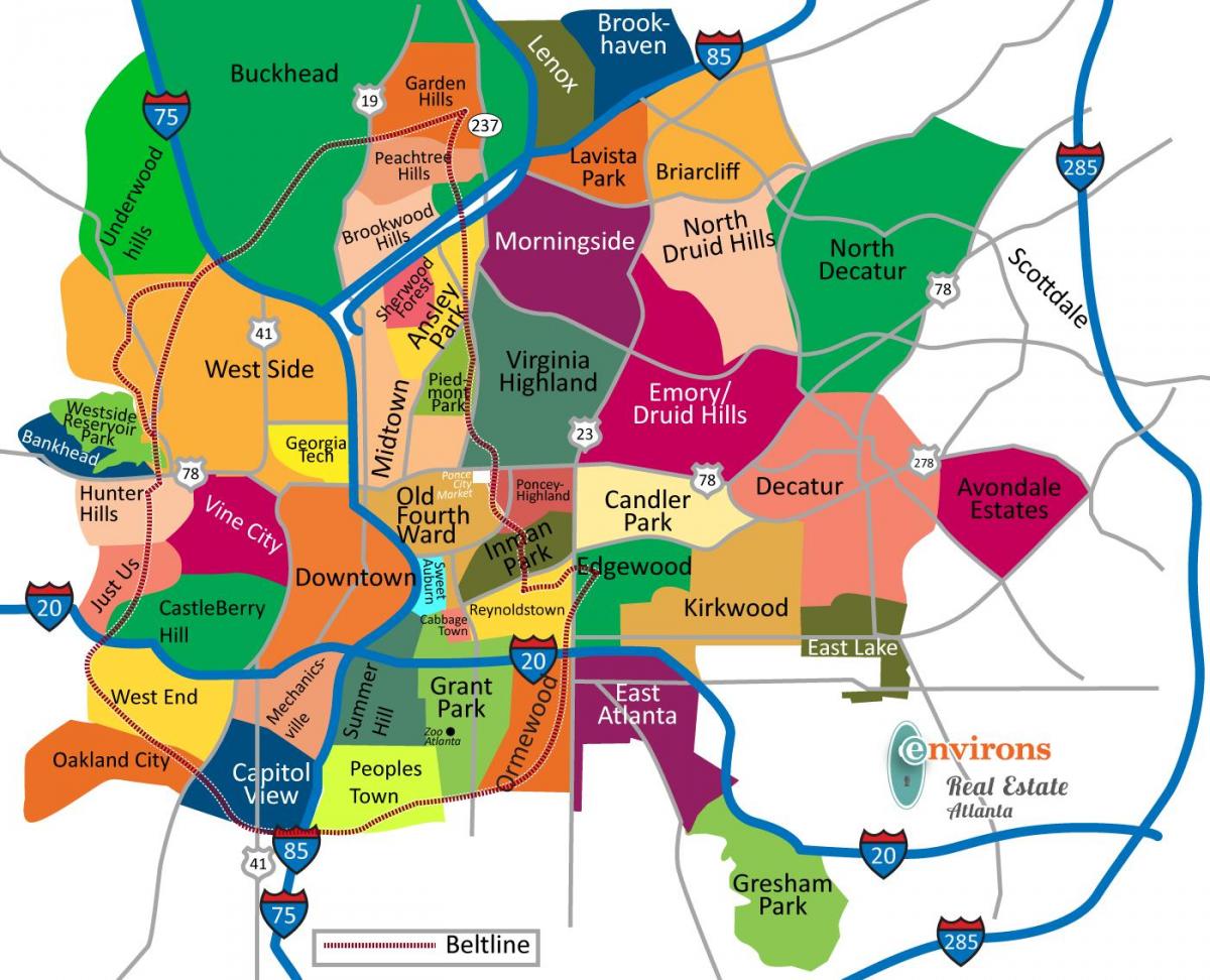 kaart van Atlanta wyk