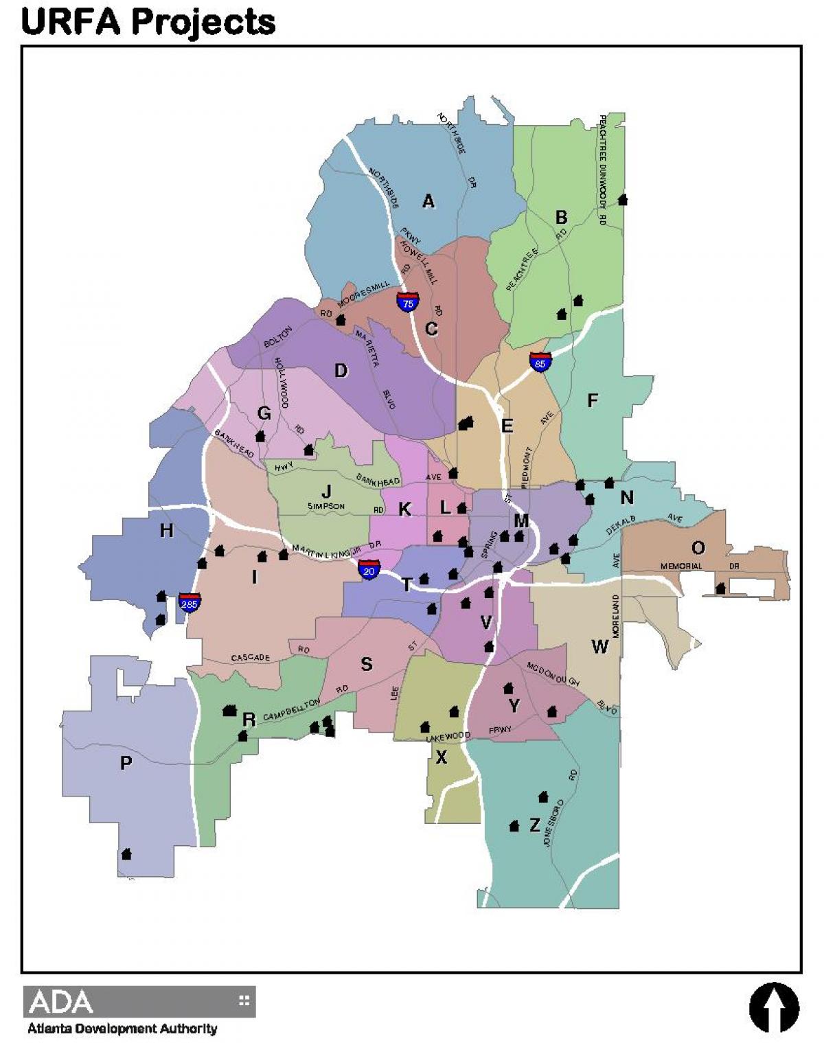 kaart van Atlanta sone kaart