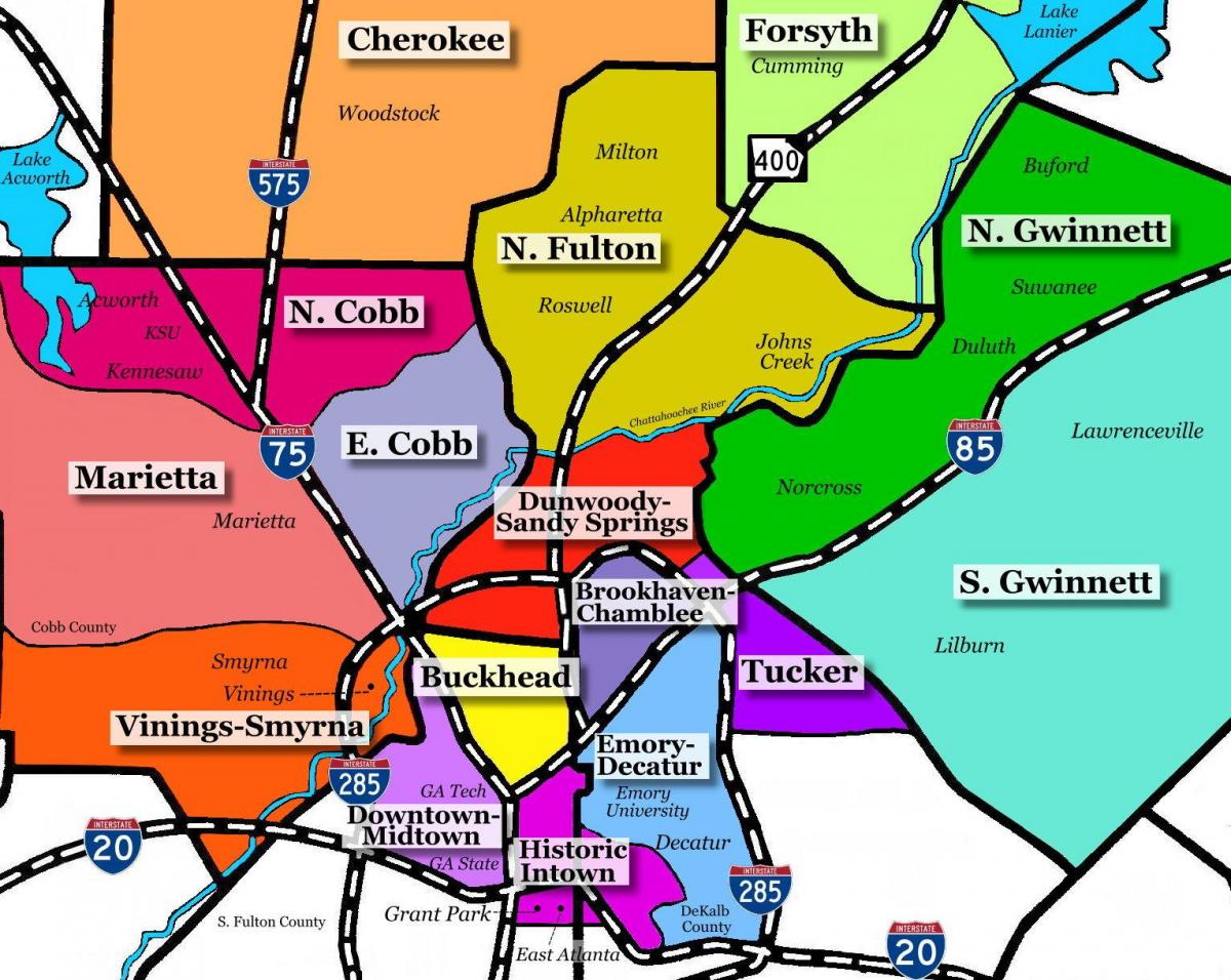 kaart van Atlanta voorstede