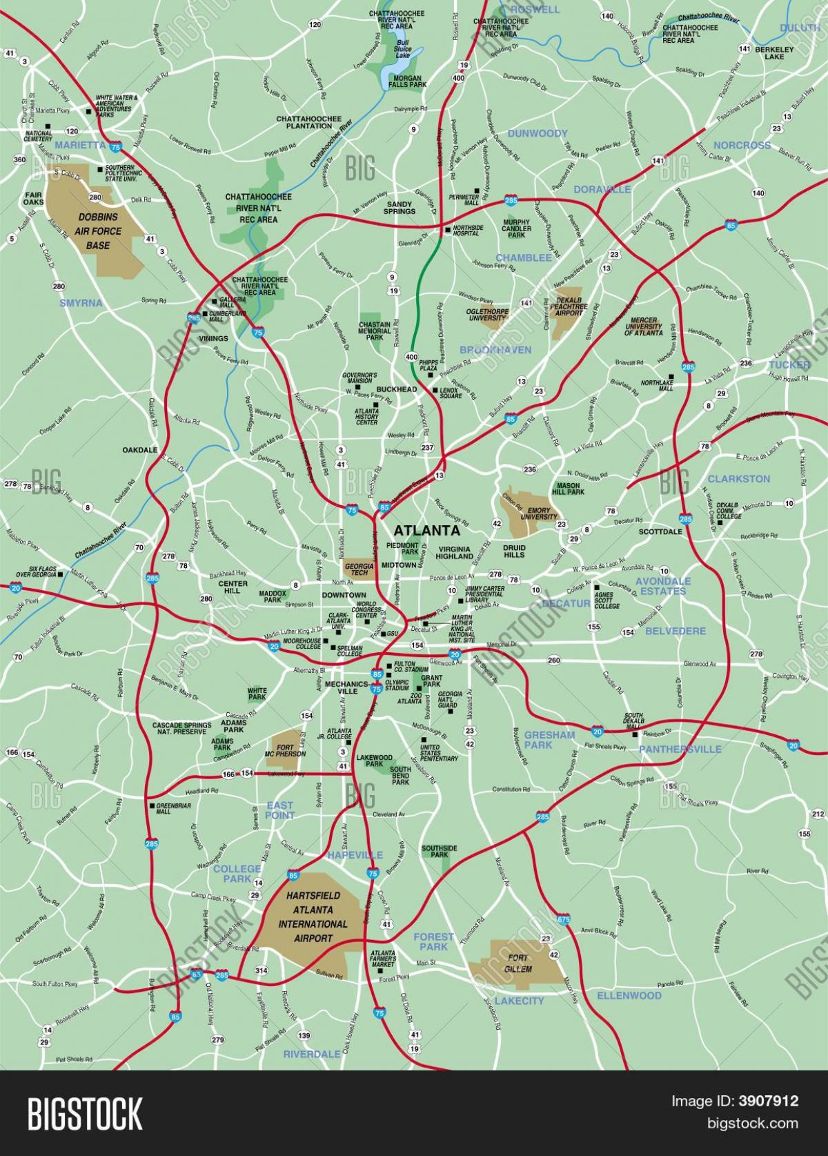 groter Atlanta area map