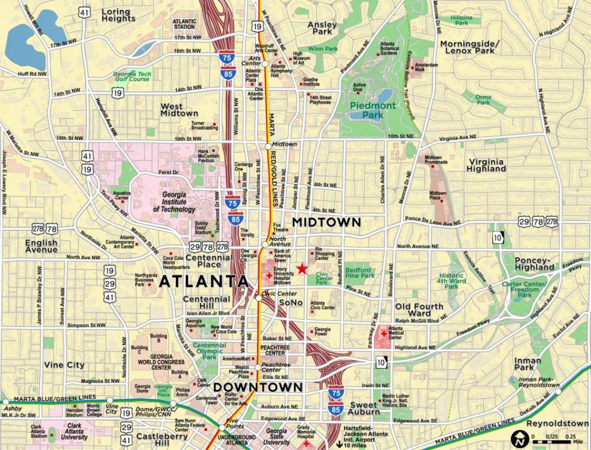 kaart van midtown Atlanta